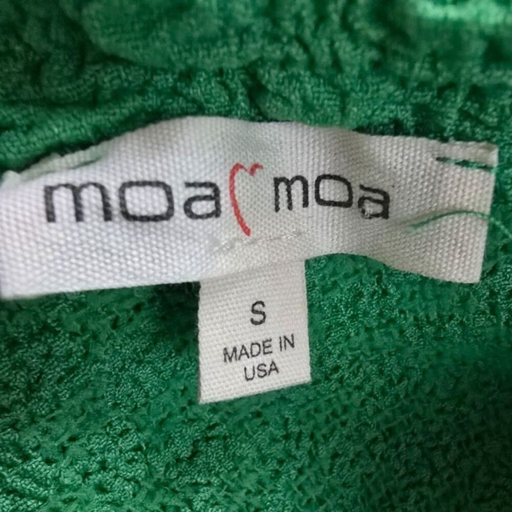 VTG Moa Moa Green Smocked Popcorn Top Ruffle Sleeve USA Y2K 90 Cottagecore Retro - Picture 6 of 6